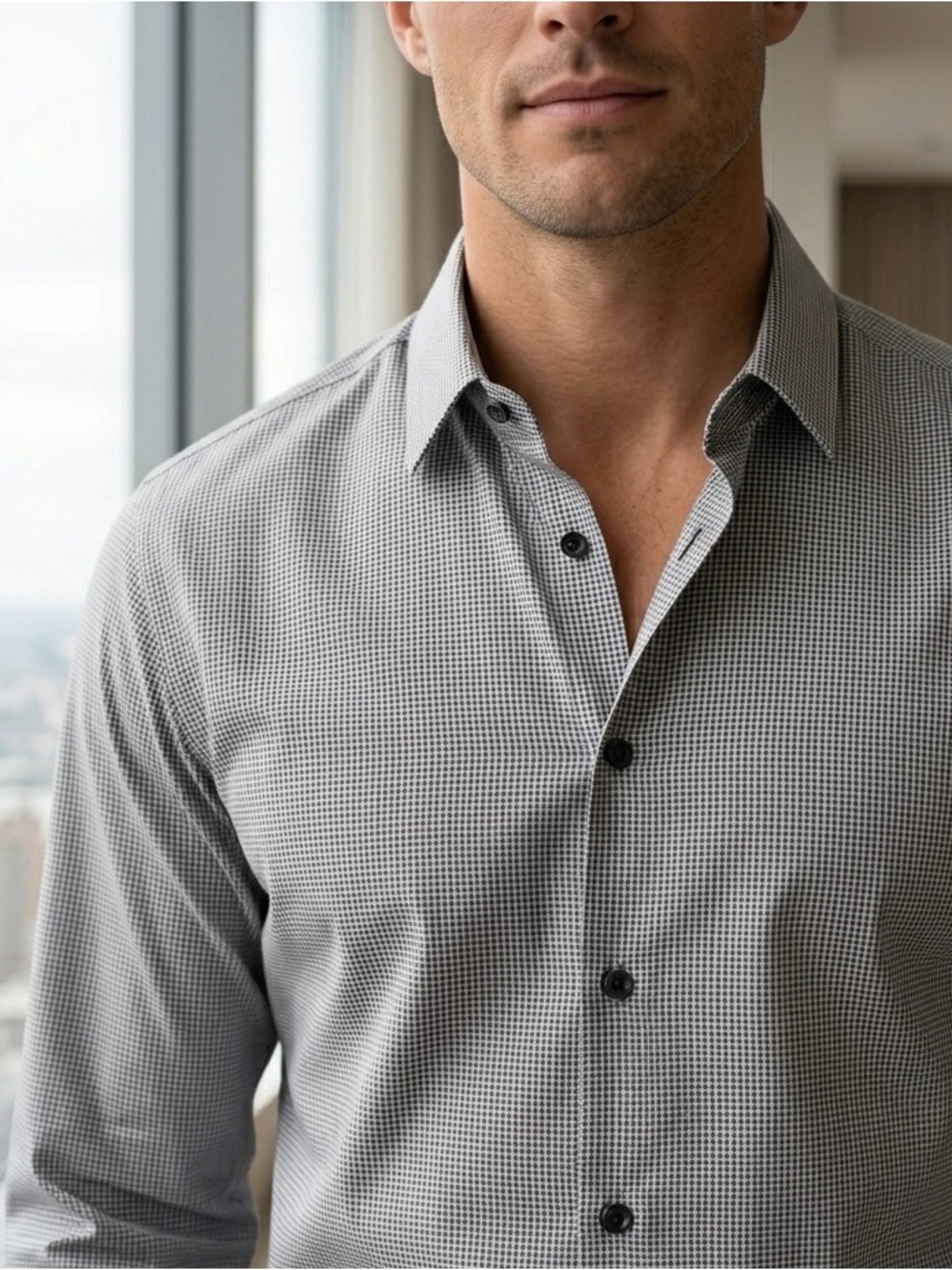 Giorgio Armani Pindot Dress Shirt | 17.5